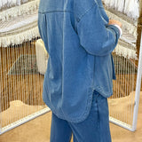 Blue Collar Baddie Button Up Top - Long