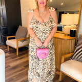 Snow Leopard Strappy Gown Maxi Dress