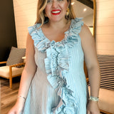 Seaside Stripes Ruffle Mini Dress