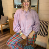 Bold In Bloom Button Down Shirt - Lavender