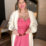 Cream Oversized Textured Knit Cardigan Sweater