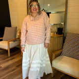 Strawberry Pink Gingham Pullover