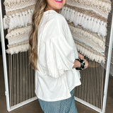 Dramatic Puff Sleeve White Tee