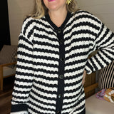{MUMU} Inez Cardigan - Black & White Stripe Knit