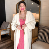 Cream Oversized Textured Knit Cardigan Sweater