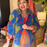 Chapman Embroidered Jacket - Bright Blue + Lime Green