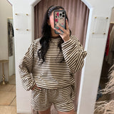 On Repeat Fleece Sweater Top - Brown + Cream