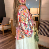 Pink Floral Chains Oversized Blouse Top