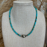 14” Turquoise and Navajo Pearl Beaded Necklace
