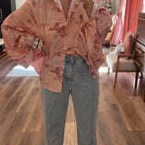 Country Chinoiserie Oversized Blouse - Pink