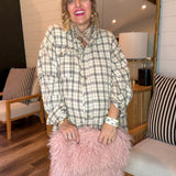 Natural Oversized Plaid Top