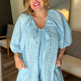 Evie Eyelet Romper - Blue