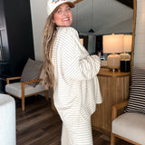 Cloudy Days Stripe Pants - Ivory + Baby Blue