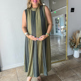 Olive Grove Striped Maxi Dress