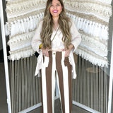 Colette Cropped Wide Pants - Brown + White