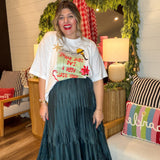 Pleated Hour 3-Tiered Maxi Skirt - Hunter Green