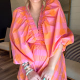 Alicia Romper - Orange + Pink Gingham