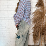 Peri Blue Oversized Plaid Top