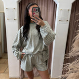 On Repeat Fleece Sweater Top - Mint + Seafoam Green