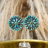 Large Turquoise Cluster Round Stud Earrings