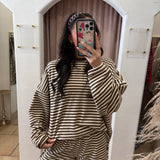 On Repeat Fleece Sweater Top - Brown + Cream