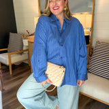 Oxford Blue Striped Button Up Shirt