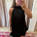 Midnight Feathers Mini Dress