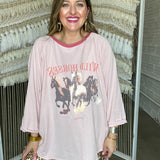 Wild Horses Oversized Graphic Tee  - Rose