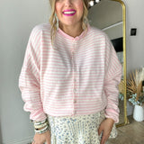 The Piper Cardigan - Mini Stripe Pink