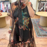 Petal Veil Sheer Maxi Dress - Coffee