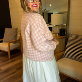 Strawberry Pink Gingham Pullover