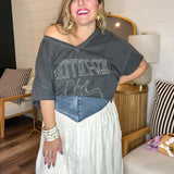 {MUMU} Joni Maxi Skirt - Denim with Cream Voile