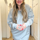 Scuba Long Sleeve Mini Dress - Heather Gray