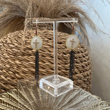 Cross Charm Earrings With Black Dangle