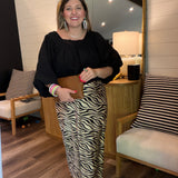 Zebra Striped Maxi Skirt
