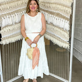 White Waterfalls Tiered Maxi Skirt
