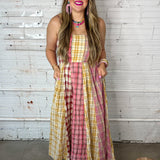 Charleston Plaid Maxi Dress - Pink