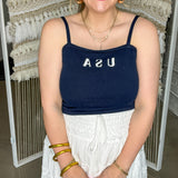 USA Navy Crop Tank Top
