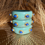 Renee Bangle In Turquoise Resin And Lapis Stones