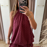 Merlot Plaid Halter Mini Dress