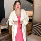 Cream Oversized Textured Knit Cardigan Sweater