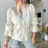 Lace Petal Crush Sheer Blouse