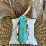 Long Oval Light Turquoise Adjustable Ring