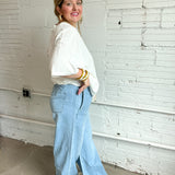 Pull On Wide Leg Jeans with Elastic Band - Hana