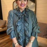 A Ruffle In Time Denim Dress