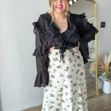 Niko Velvet Floral Maxi Skirt