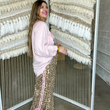 Pink Bow Leopard Track Pants