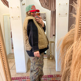 Olive Tan Quilted Zip-Front Vest Jacket