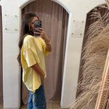 Fringe Tie Oversized Tee - Yellow