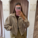 Throw On Game Day Checkered Jacket - Brown